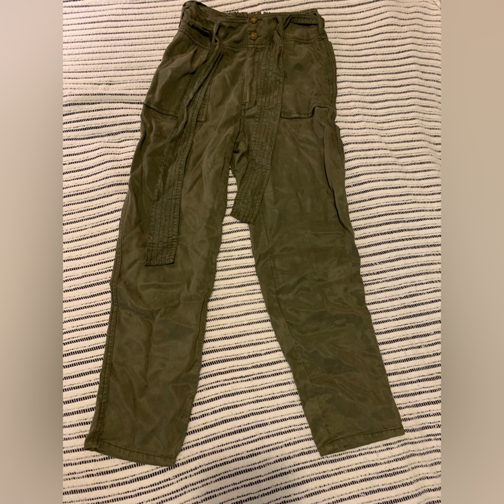 Abercrombie olive self tie ankle pants